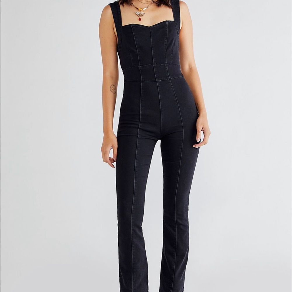 Free People denim overall jumpsuit